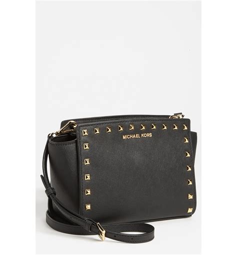 michael kors selma with studs|Selma Medium Saffiano Leather Crossbody Bag .